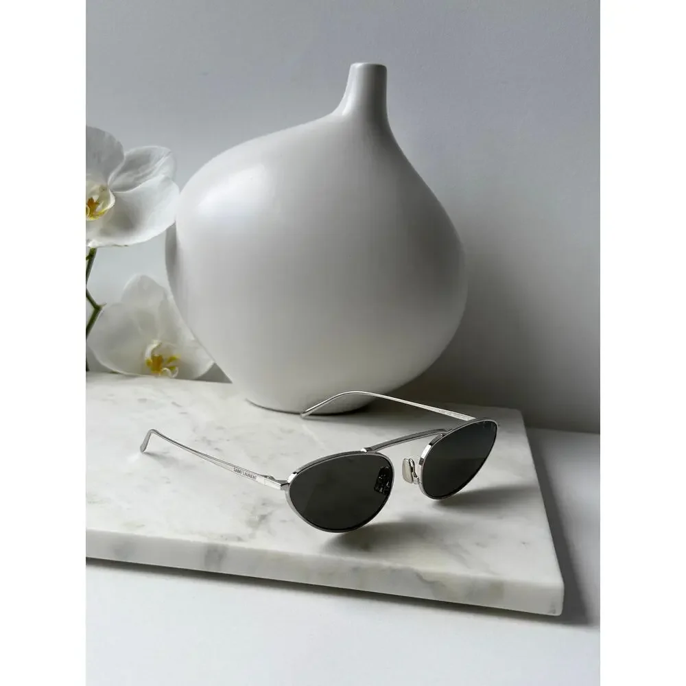 NEW Saint Laurent SL538 Silver Grey Metal Sunglasses